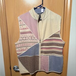 Woolrich Vintage Patchwork 100% Lambswool Zip Up Vest Plus Size 2XL